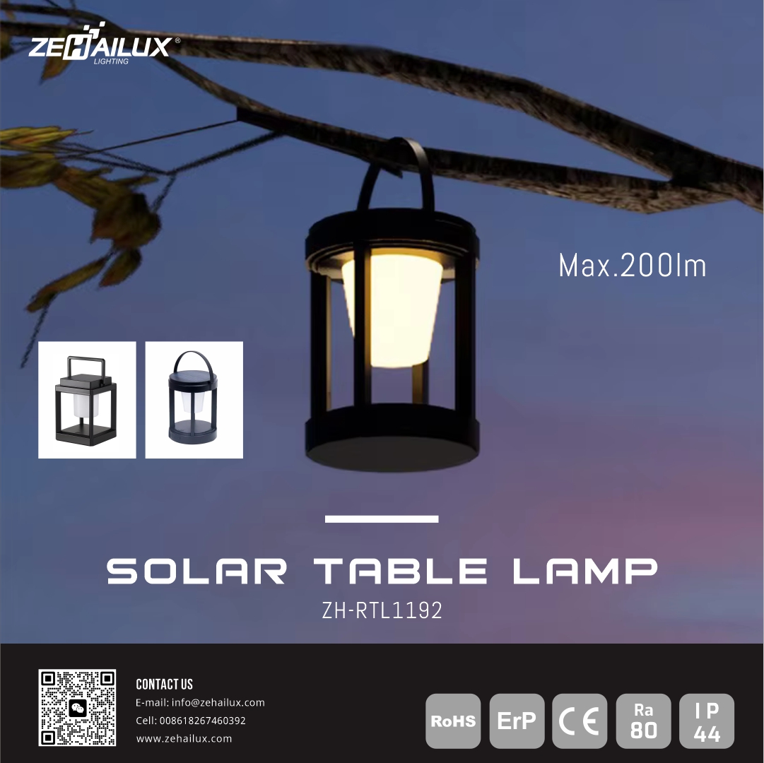 Outdoor Table Lamp Solar Lanterns Light LED Nightstand Portable Rechargeable Hanging Waterproof Solar Lamp for Patio