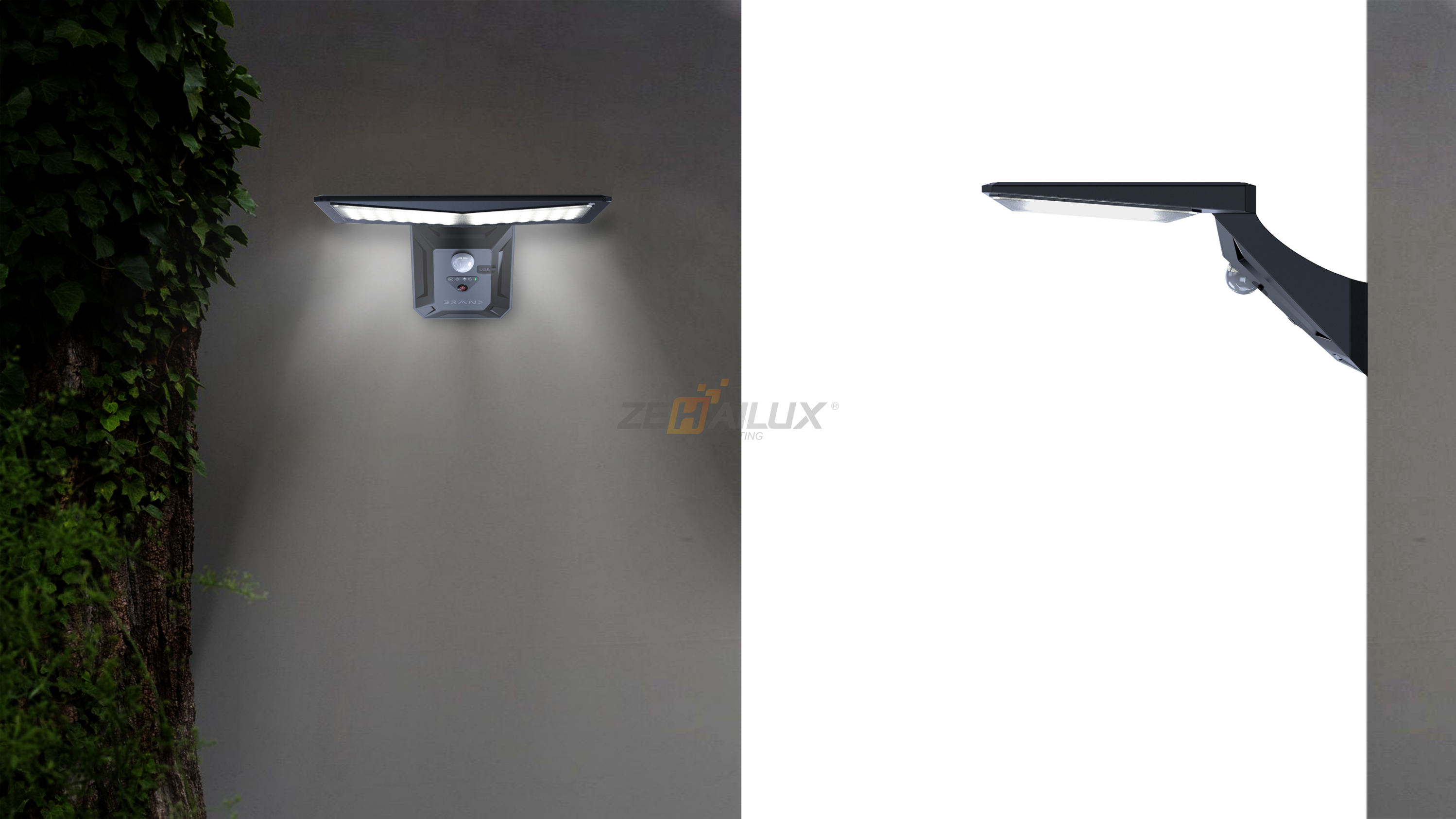 Solar Wall Lights with Light control + button setting + remote control