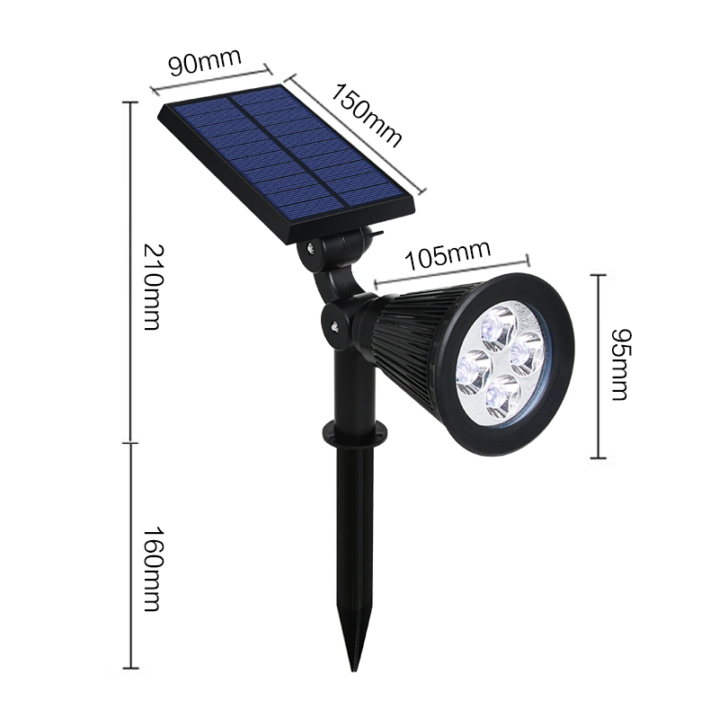 Solar Spot Light, Removable Battery, Ground Stake & Wall Mount 2 in 1