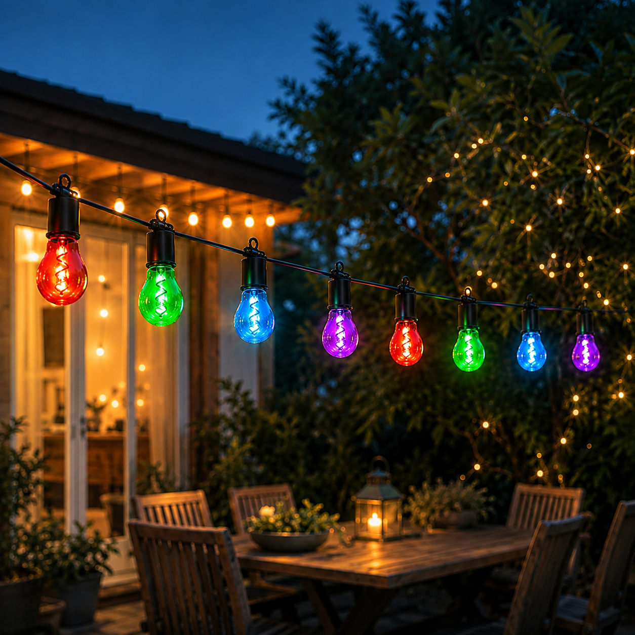 A19 LED Filament Outdoor String Lights | 7.5m Total Length Patio Decor Party Lights