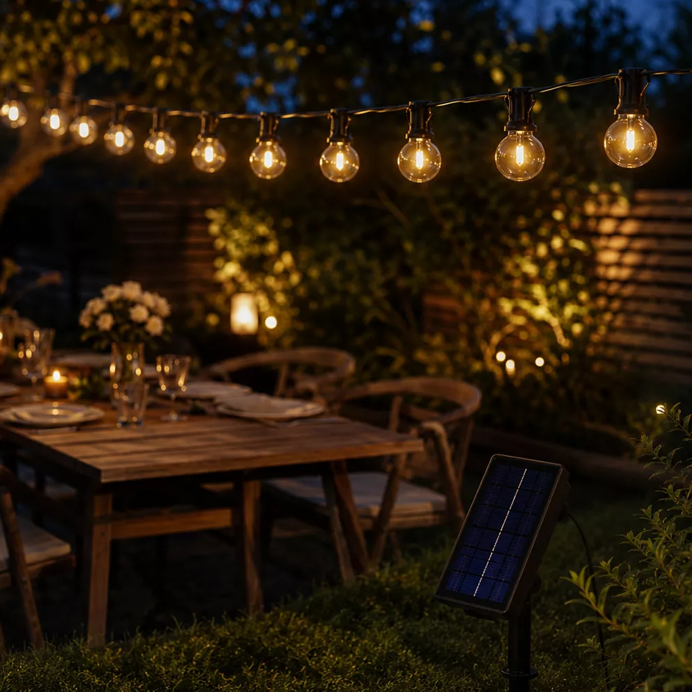 Solar Powered G50 LED Filament Festoon String Lights 5m Light Cable