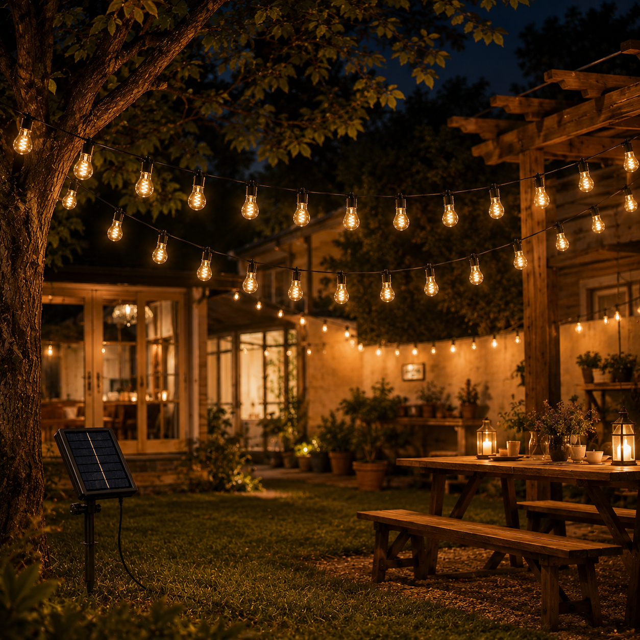 A19 LED Filament Outdoor String Lights | 7.5m Total Length Patio Decor Party Lights