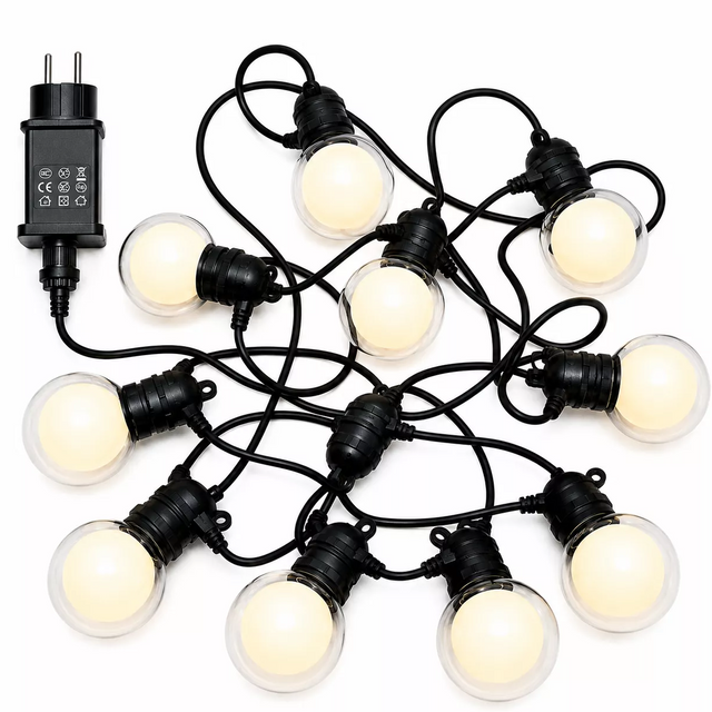 G50 LED Globe Festoon String Lights, Solar & Plug-in Optional,Single Color Outdoor Waterproof Decorative Light for Patio Garden Camping Cafe