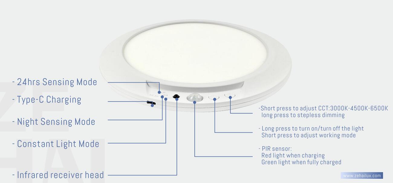 DC5V Rechargeable PIR Downlight Ultra Slim Ceiling Lamp Living Room Modern