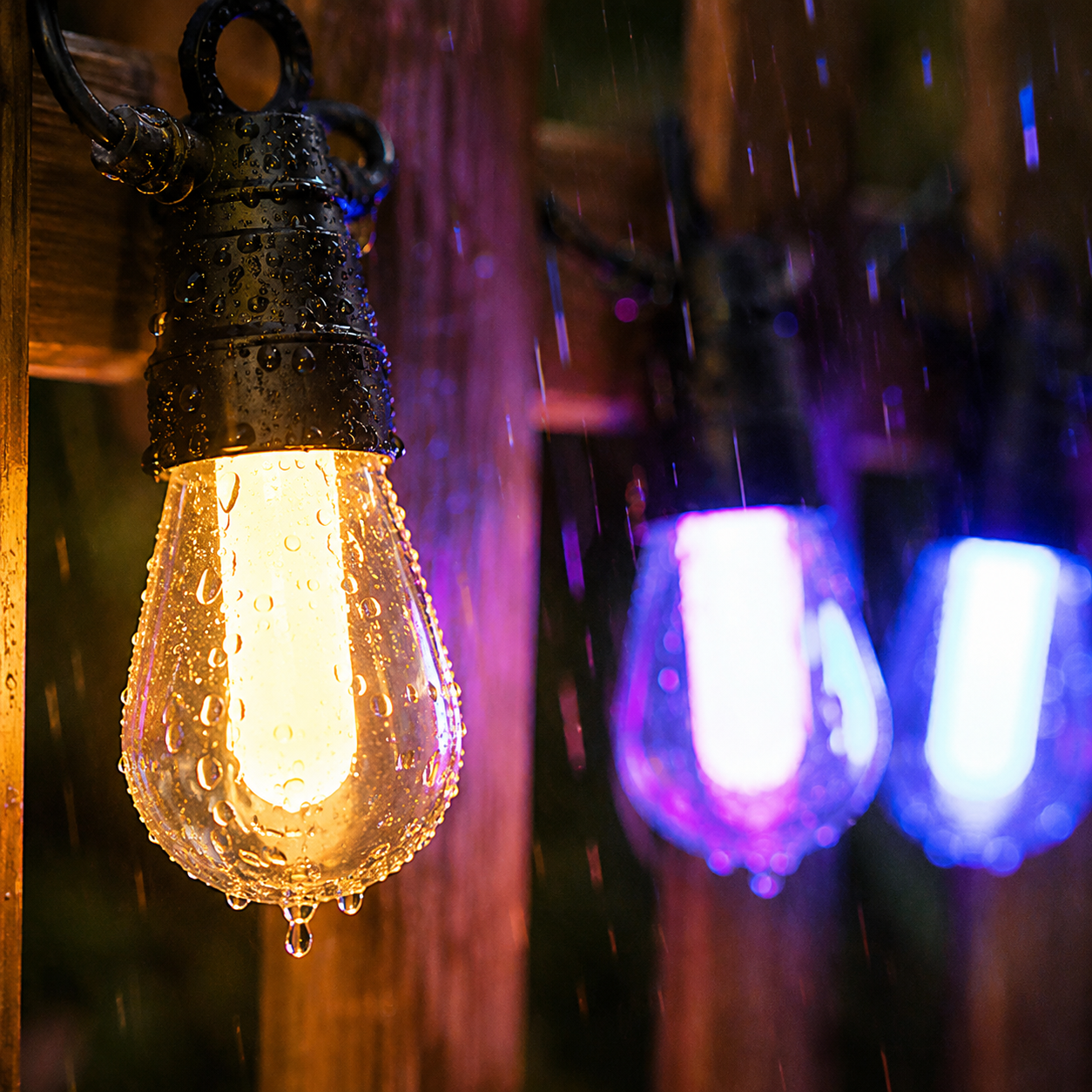 Solar RGBW Color Changing S14 Festoon Lights | Remote Controlled Dimmable Connectable Outdoor Garden String Lights