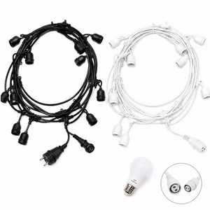 5M E27 Festoon String Light Cord 10×E27 Sockets IP65, Bulbs Not Included, End‑to‑End Connectable