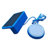 Blue solar panel and round LED underwater swimming pool light